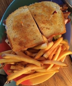 Sandwich with fries at Red Rock Cafe and Back Door BBQ in Napa Valley CA