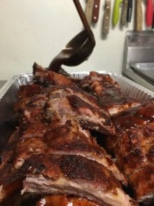 Succulent barbecued ribs at Red Rock Cafe and Back Door BBQ