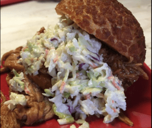 Barbecued Pulled Pork Sandwich with creamy cole slaw