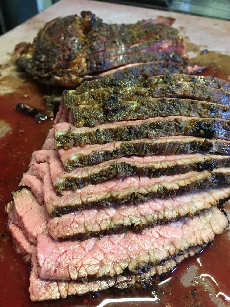 Slices of juicy barbecued meat at Red Rock Cafe and Back Door BBQ in napa Valley CA